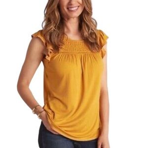 NWT NIB Matilda Jane Golden Hour flutter sleeve knit top M 8 10 saffron yellow